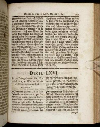 Decis. LXVI. - Decis. LXIX.