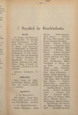3. Verzeichniß der Gewerbetreibenden