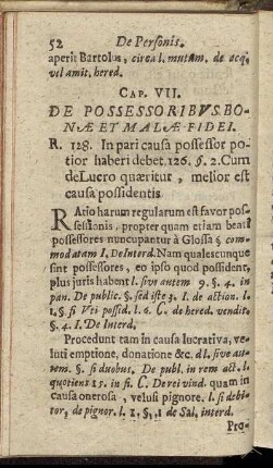 Cap. VII. De Possessoribus Bonæ Et Malæ Fidei.