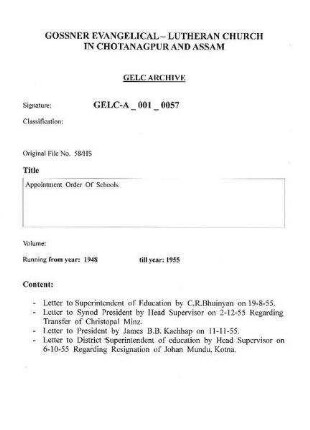Appointment Order of School