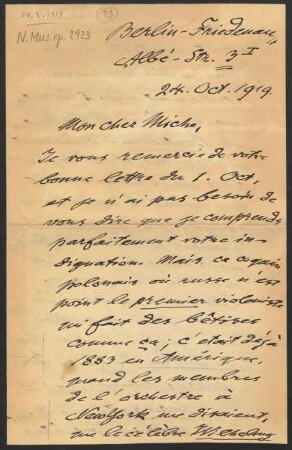 Brief an Paul Miche : 24.10.1919