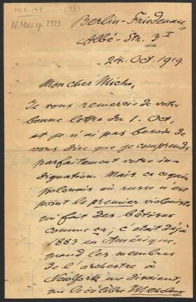 Brief an Paul Miche : 24.10.1919