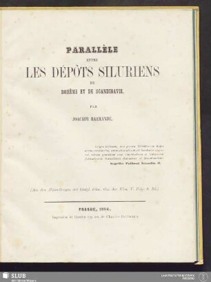Parallèle entre les dépôts siluriens de Bohême et de Scandinavie