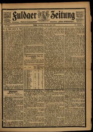 Erste Ausgabe vom Samstag, den 25. Juli 1903.