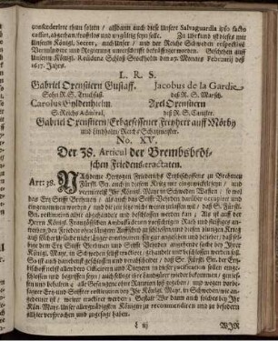 No. XV. Der 38. Articul der Brembsbröischen Friedens-tractaten
