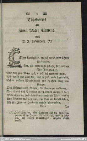 Theodorus an seinen Vater Clemens