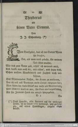 Theodorus an seinen Vater Clemens