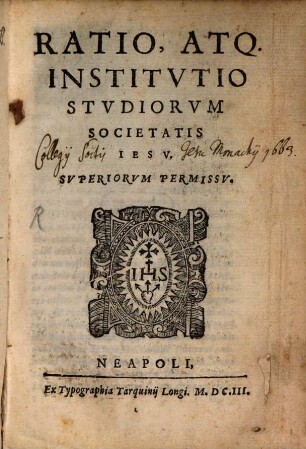 Ratio atque institutio studiorum Societatis Jesu