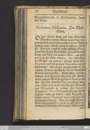 Columna Milliaria, Die Meil-Säule.