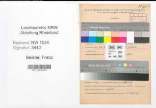 Entnazifizierung Franz Beister , geb. 01.01.1901 (Stabsfeldwebel)