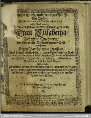 Einiges Guth und freudiger Muth ...
