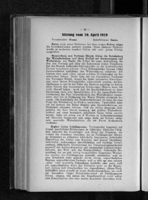 Sitzung am 30. April 1929