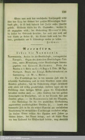 Recension : Ueber die Naumannia