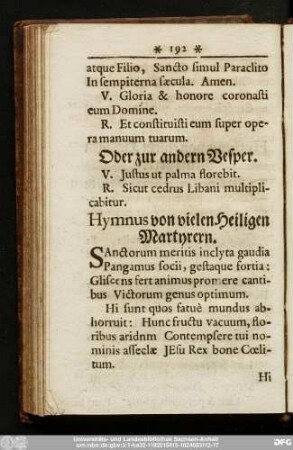 Hymnus von vielen Heiligen Martyrern.