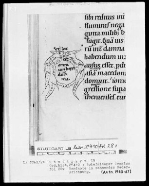 Orosius, Historiarum libri septem adversos paganos — Zwei Drachen, Folio 28verso