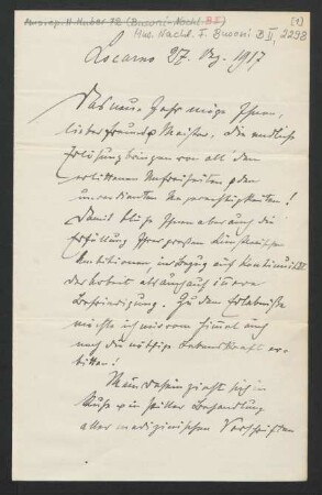 Brief an Ferruccio Busoni : 27.12.1917