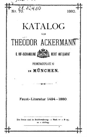 Faustliteratur 1494 - 1880