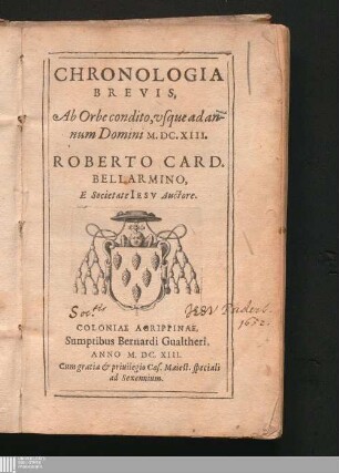 Chronologia Brevis, Ab Orbe condito, vsque ad annum Domini M.DC.XIII