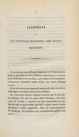 Aanspraak bij de plegtige inwijding der hooge regering