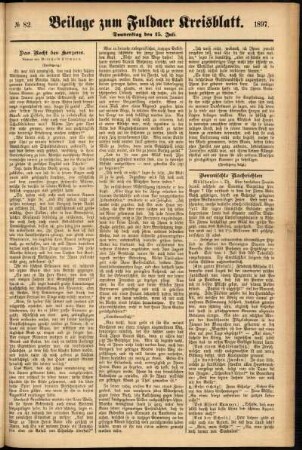 Zweite Ausgabe vom Donnerstag, den 15. Juli 1897.