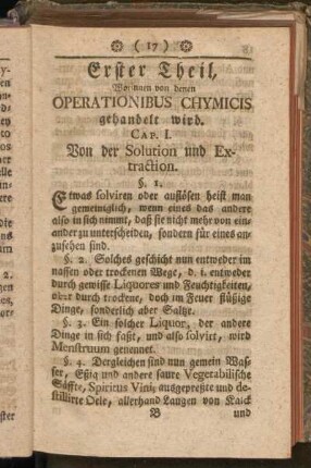 Erster Theil, Worinnen von denen Operationibus Chymicis gehandelt wird