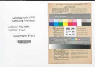 Entnazifizierung Franz Buschmann , geb. 10.09.1913 (Major)