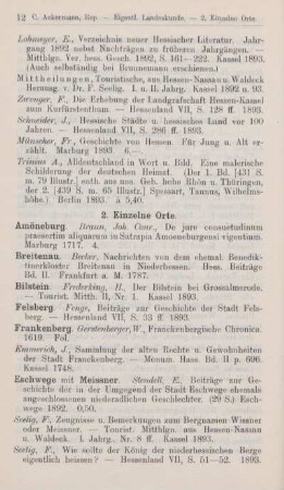 2. Einzelne Orte.