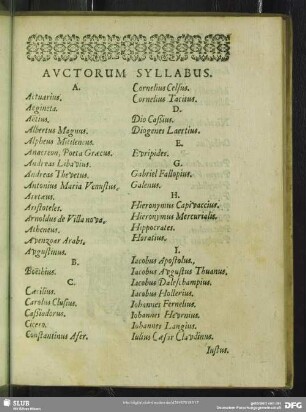 Auctorum Syllabus