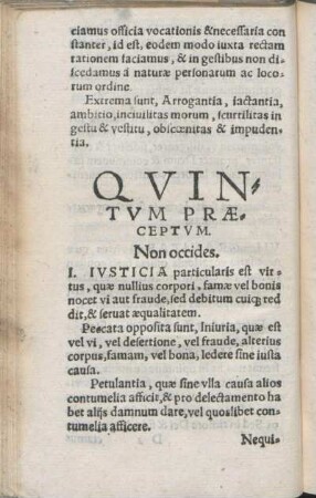 Qvintvm Præceptvm.