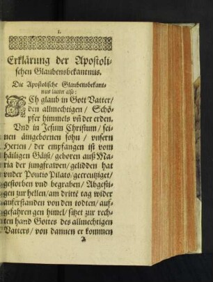 Die Apostolische Glaubensbekantnus lautet also: [u. a.]