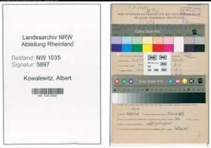 Entnazifizierung Albert Kowalewitz , geb. 16.04.1898 (Angestellter)