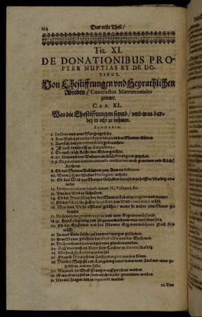 Tit. XI. De Donationibus Propter Nuptias Et De Dotibus. Von Ehestifftungen und Heyrathlichen Abreden.