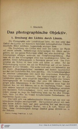 I. Abschnitt: Das photographische Objektiv