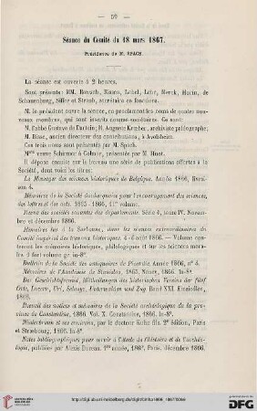 Séance du Comité du 18 mars 1867