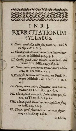 Exercitationum Syllabus.
