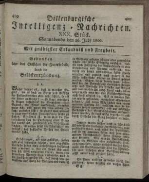 XXX. Stück. Sonnabends den 26. July 1800.