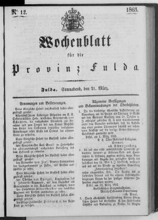 Nr. 12, Ausgabe vom 21. März 1863