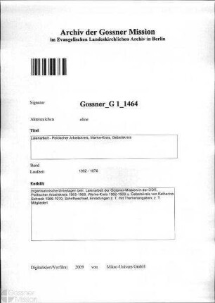 Laienarbeit - Politischer Arbeitskreis, Werke-Kreis, Gebetskreis