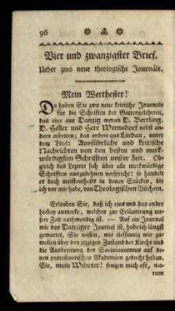 Vier und zwanzigster Brief.