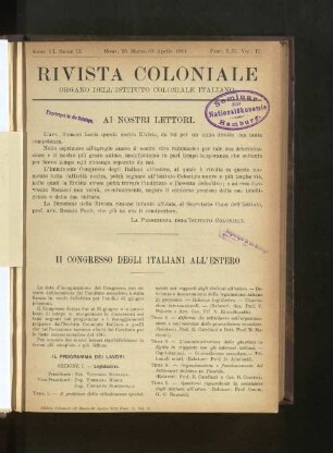 Il Congresso Degli Italiani All'Estero.