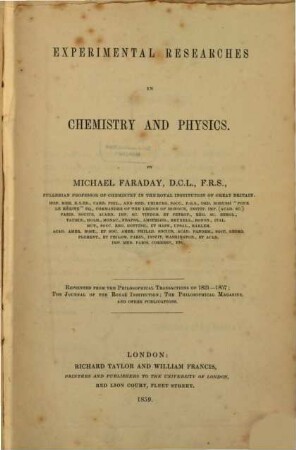 Experimental Researches in chemistry and physics