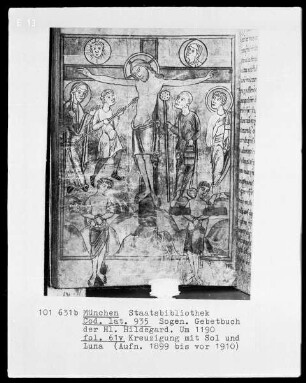 Sogenanntes Gebetbuch der heiligen Hildegard — Kreuzigung Christi, Folio 61verso