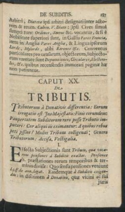 Caput XX. De Tributis