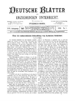 Über die unterrichtliche Behandlung von deutschen Gedichten