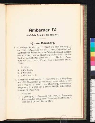 Amberger IV verschiedener Herkunft.