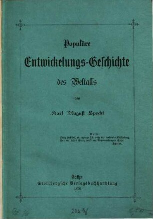 Populäre Entwickelungs-Geschichte des Weltalls