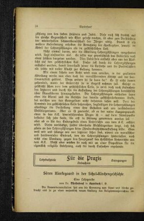 Sören Kierkegaard in der Schul-Kirchengeschichte : eine Lehrprobe