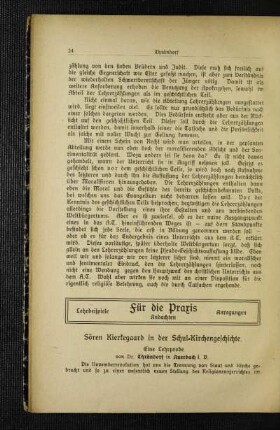Sören Kierkegaard in der Schul-Kirchengeschichte : eine Lehrprobe