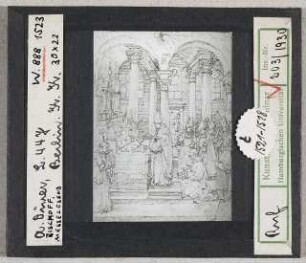 Albrecht Dürer: Bischof, Messe lesend. Berlin, Kupferstichkabinett