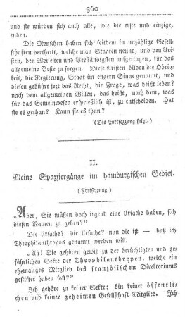 II. Meine Spazziergänge im hamburgischen Gebiet. (Fortsezzung.)